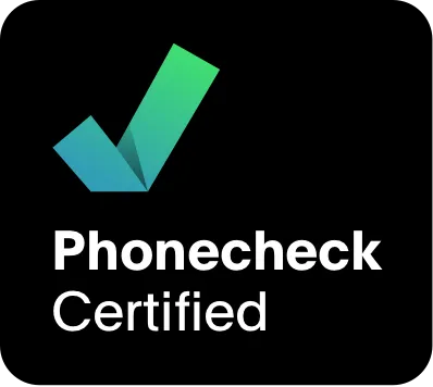 Phonecheck Certified – Quadrat auf Schwarz