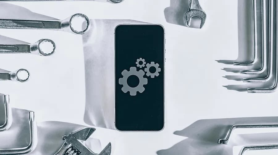 Image of mobile phone with tools
