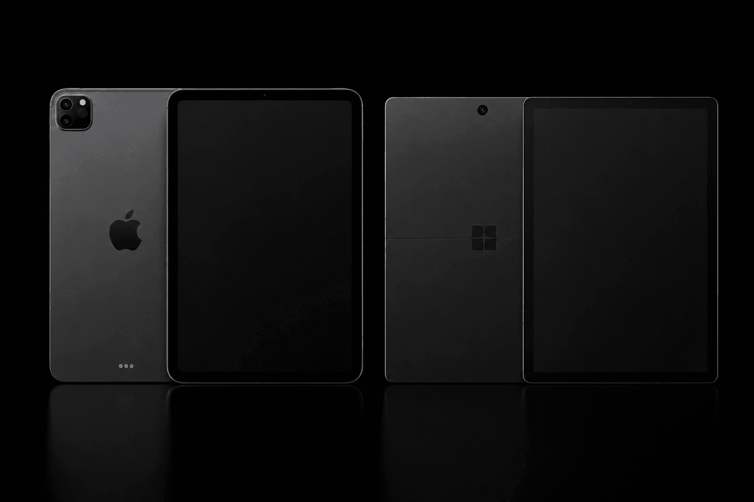 Tablets — iPad Pro und Surface auf Schwarz