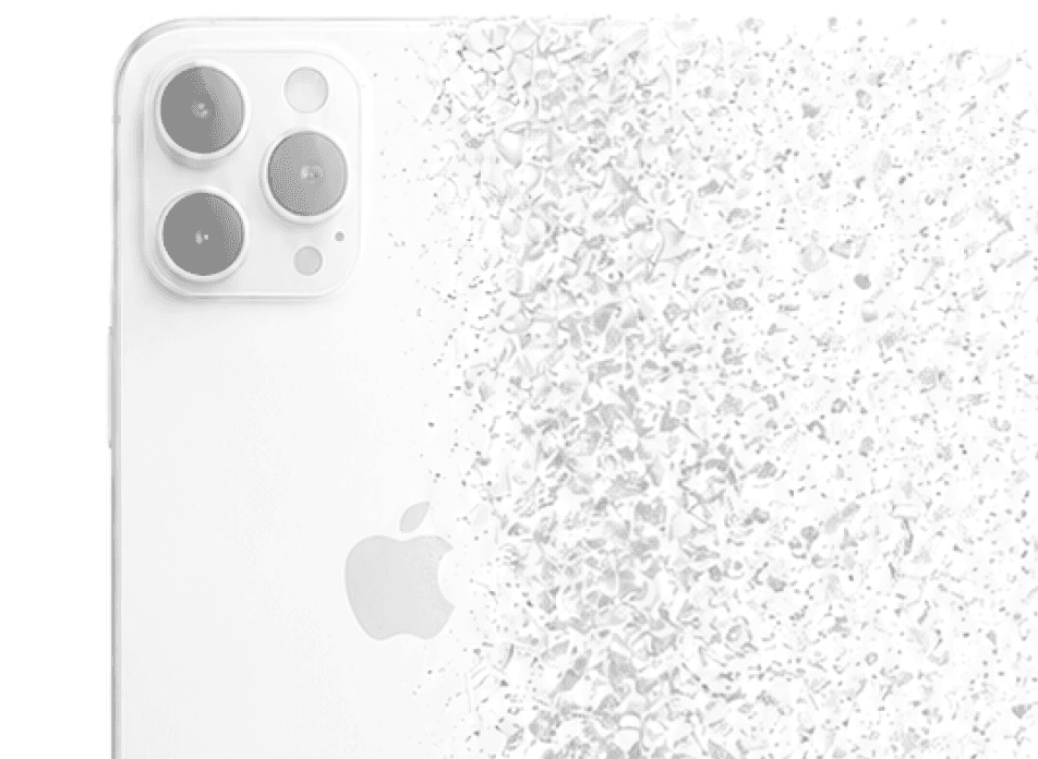 iPhone, das zu Staub zerfällt – Symbol für sichere Datenlöschung